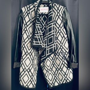 Pink martini wool and vegan leather blazer